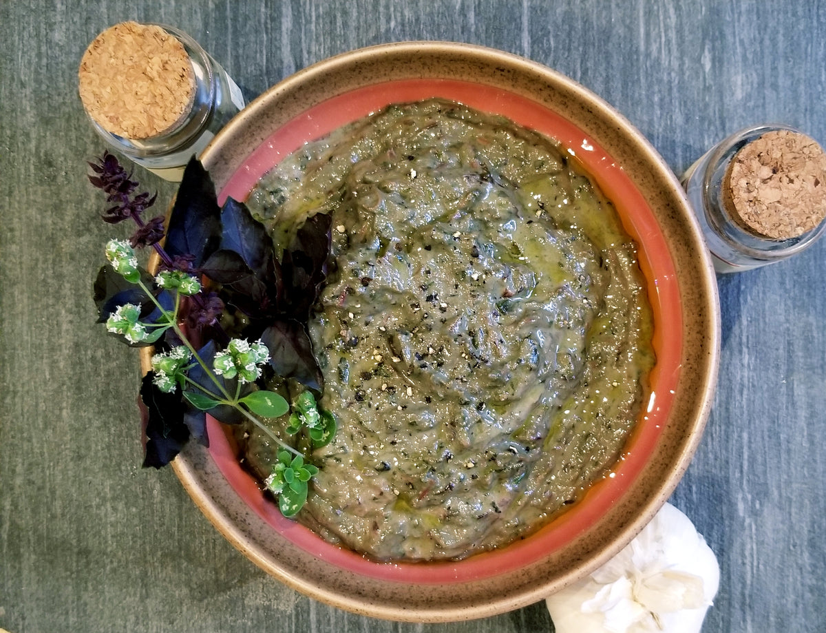 Swiss Chard, Tahini and Spirulina Dip